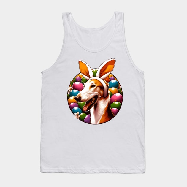 Ibizan Hound Celebrates Easter with Bunny Ears and Joy Tank Top by ArtRUs